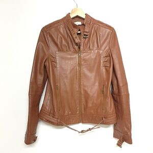 Metro 7 Genuine Leather Brown Clasic 90s Jacket,sz 6